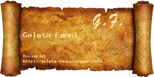 Geleta Fanni névjegykártya